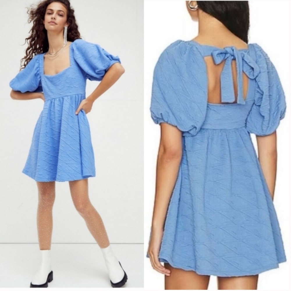 Free People Violet Puff Sleeve Mini Dress